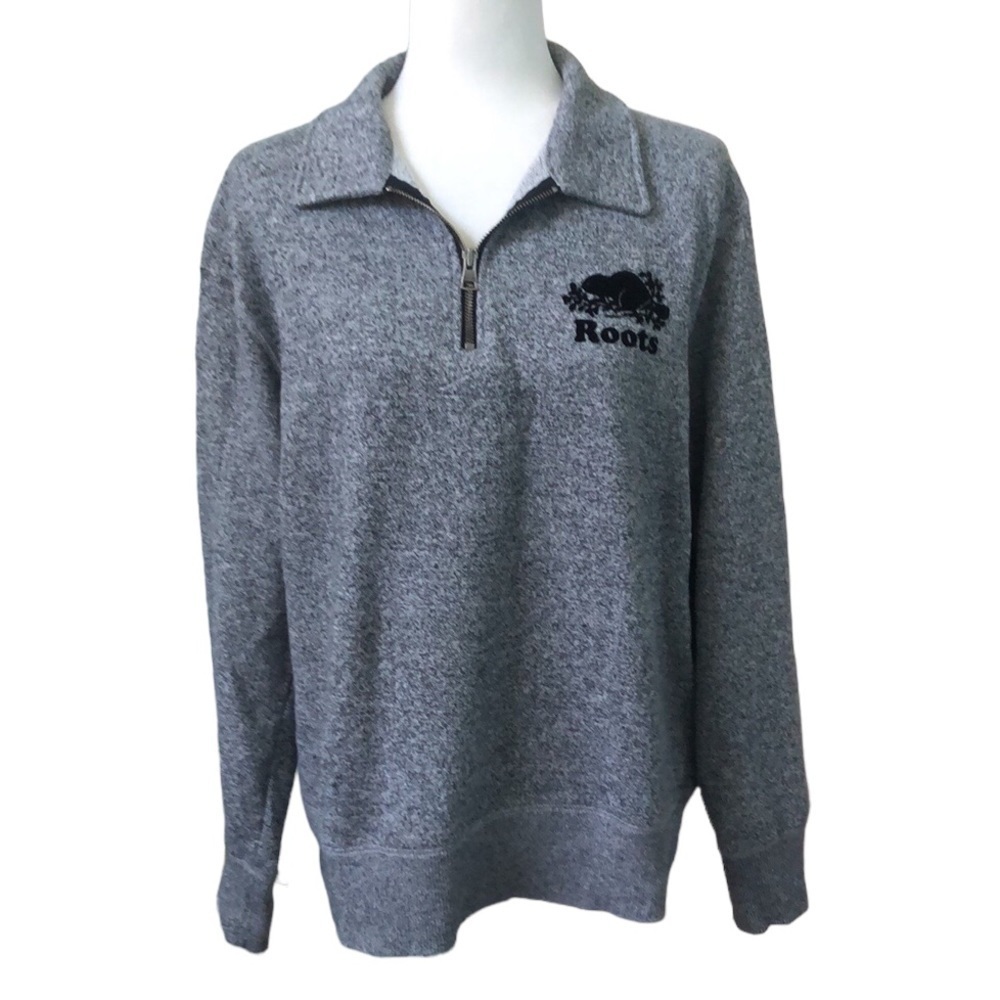 Roots Quarter Zip Salt and Pepper Sweater Unisex Size Med